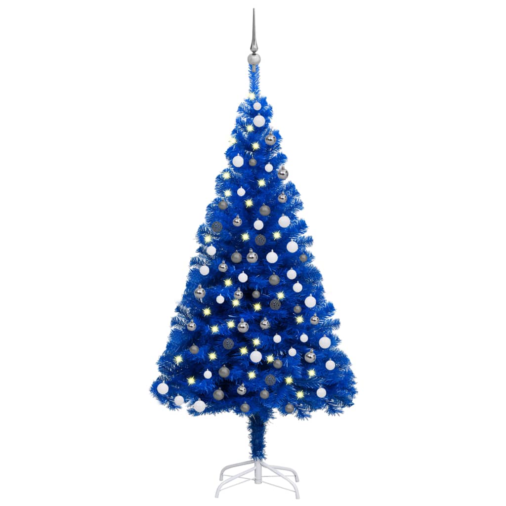 Berkfield Artificial Christmas Tree with LEDs&Ball Set Blue 120 cm PVC