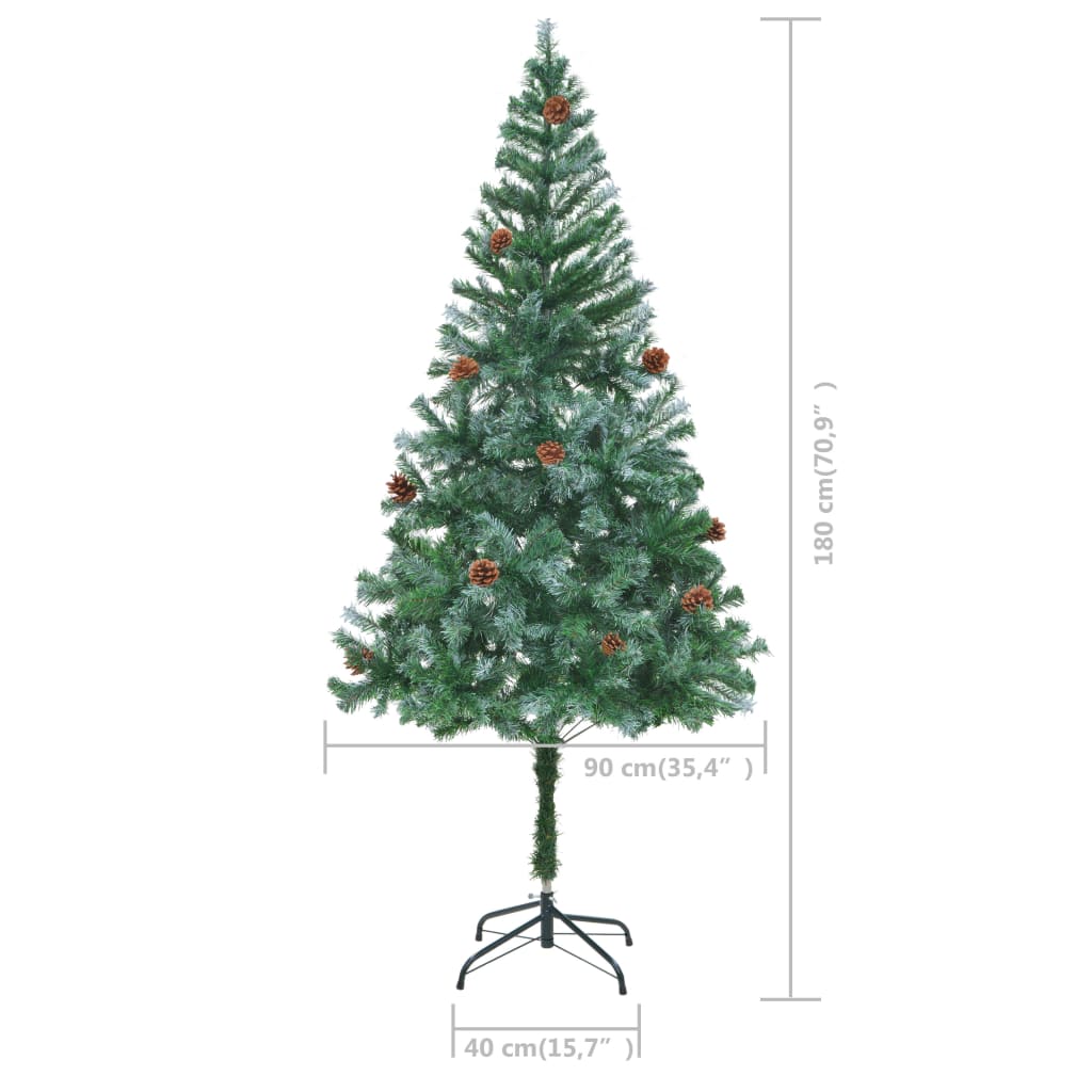 Berkfield Artificial Christmas Tree with LEDs&Ball Set Pinecones 180 cm