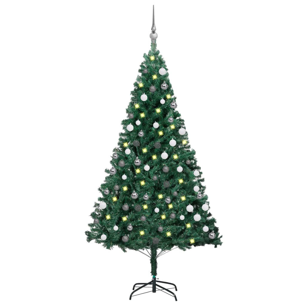Berkfield Artificial Christmas Tree with LEDs&Ball Set Green 150 cm PVC