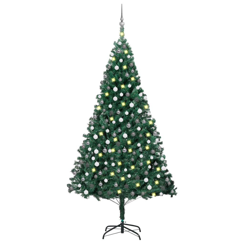 Berkfield Artificial Christmas Tree with LEDs&Ball Set Green 210 cm PVC