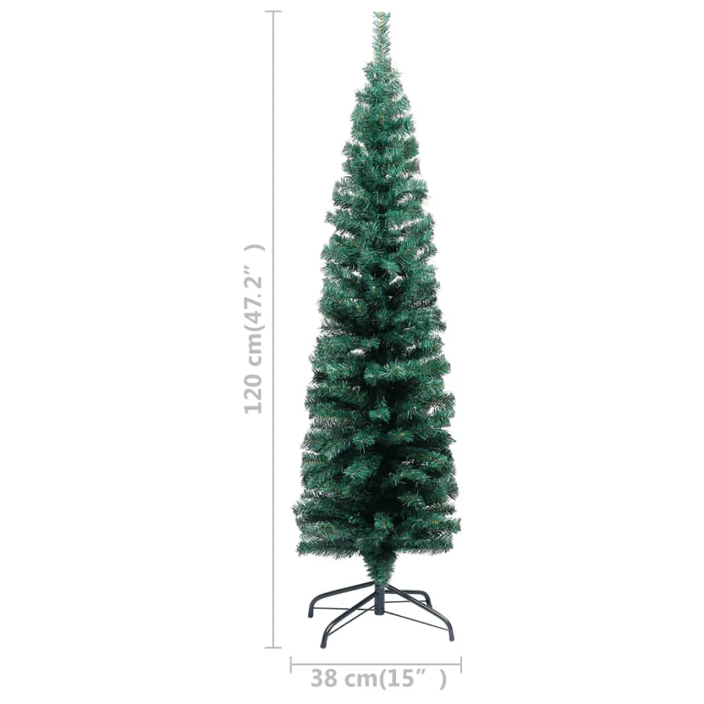 Berkfield Slim Artificial Christmas Tree with LEDs&Stand Green 120cm PVC