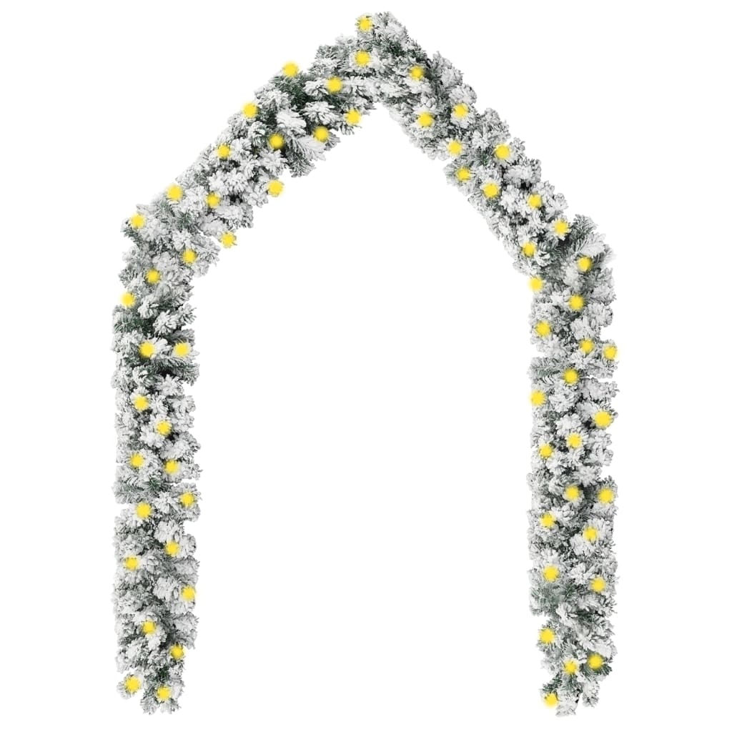 Berkfield Christmas Garland with LEDs&Flocked Snow Green 5 m PVC
