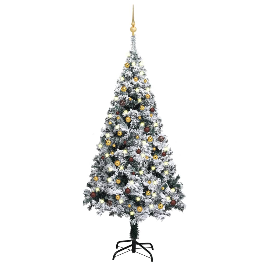 Berkfield Artificial Christmas Tree with LEDs&Ball Set Green 180 cm PVC