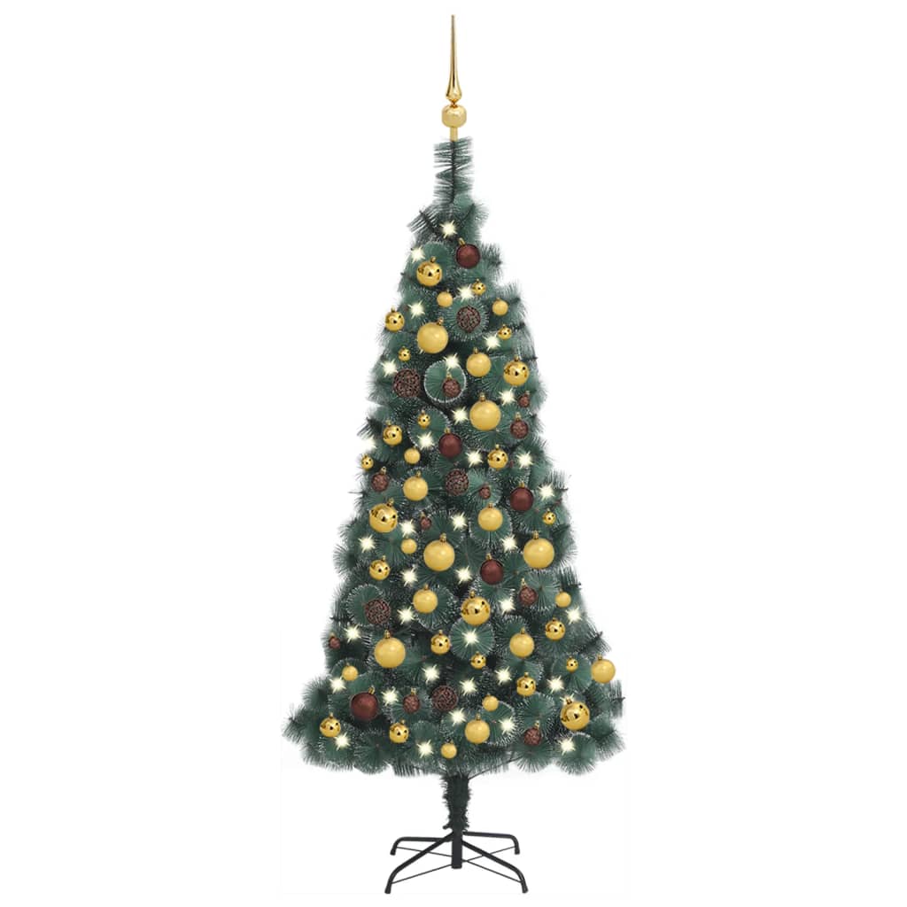 Berkfield Artificial Christmas Tree LEDs&Ball Set Green 120 cm PVC&PE