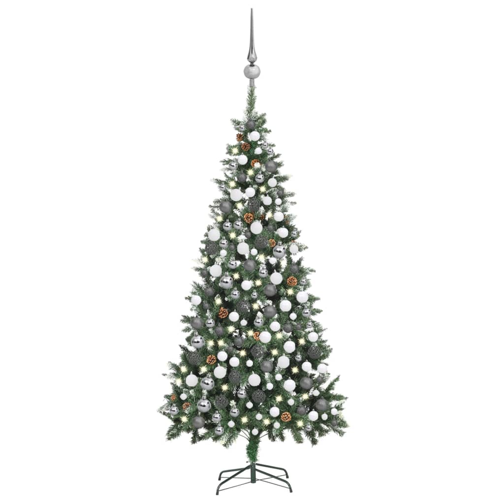 Berkfield Artificial Christmas Tree with LEDs&Ball Set Pine Cones 210 cm