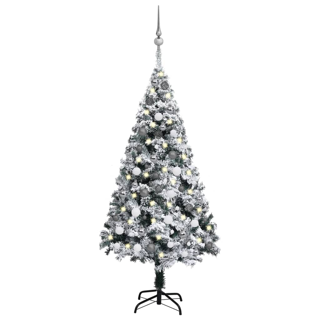 Berkfield Artificial Christmas Tree with LEDs&Ball Set Green 150 cm PVC