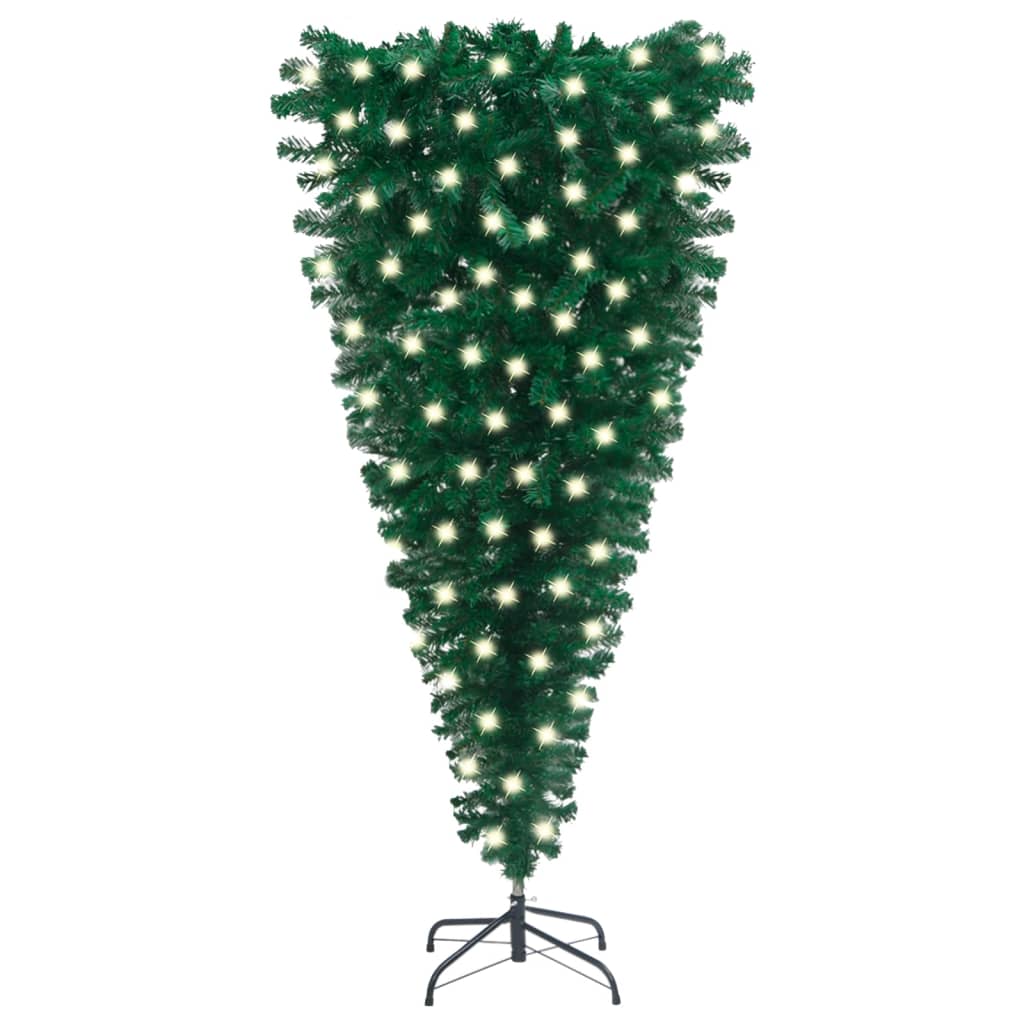 Berkfield Upside-down Artificial Christmas Tree with LEDs Green 150 cm