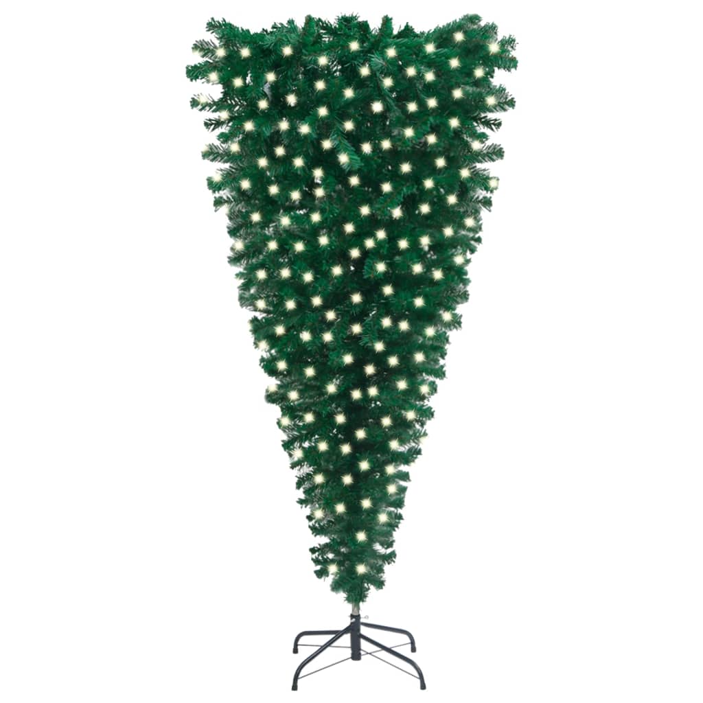 Berkfield Upside-down Artificial Christmas Tree with LEDs Green 210 cm