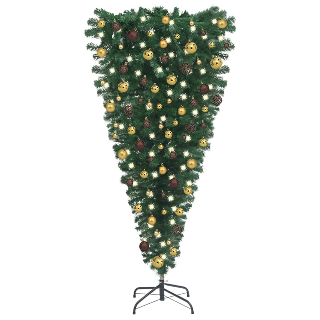 Berkfield Upside-down Artificial Christmas Tree with LEDs&Ball Set 240 cm