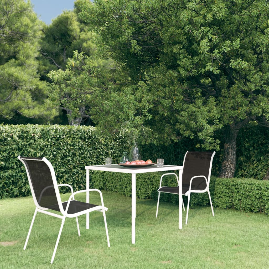 Berkfield 3 Piece Outdoor Dining Set Steel Black