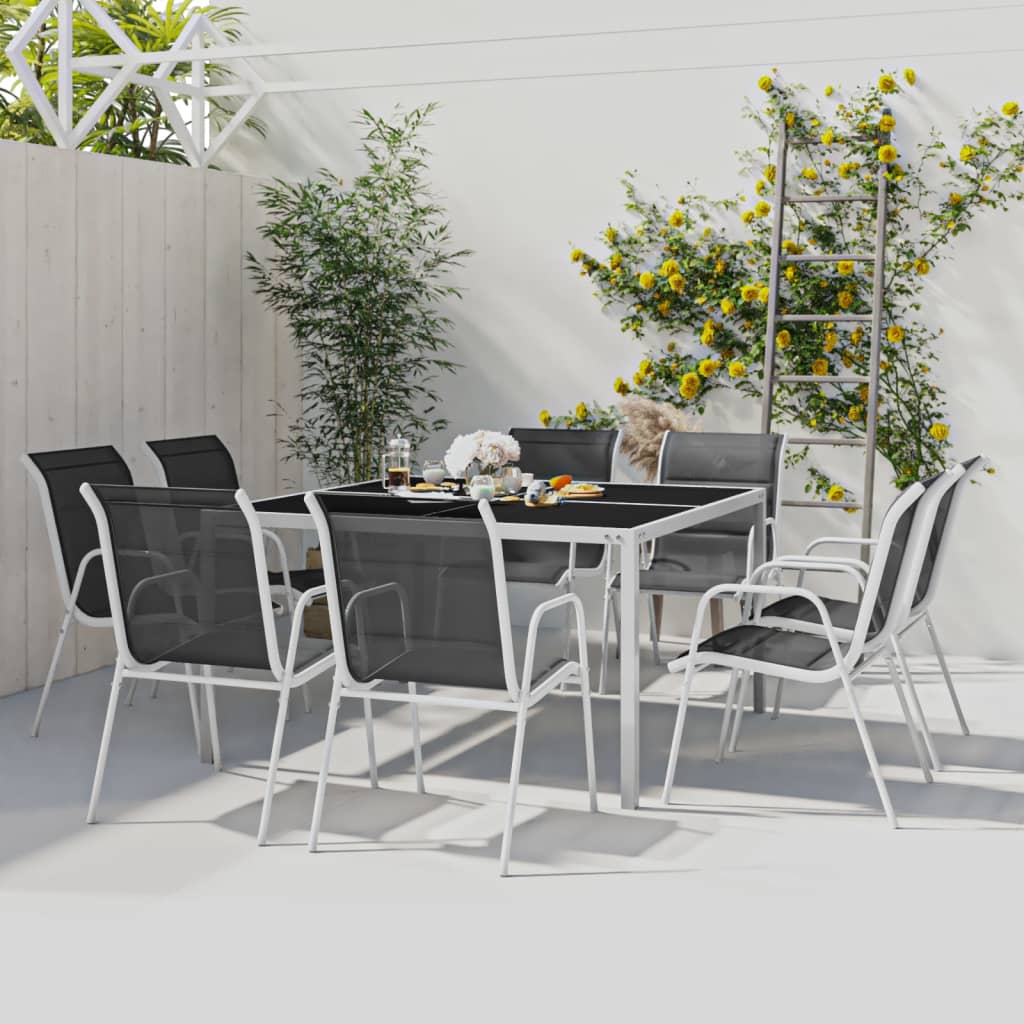 Berkfield 9 Piece Outdoor Dining Set Steel
