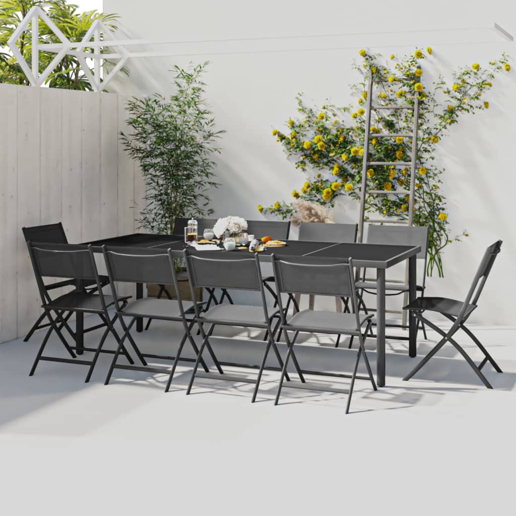 Berkfield 11 Piece Outdoor Dining Set Steel