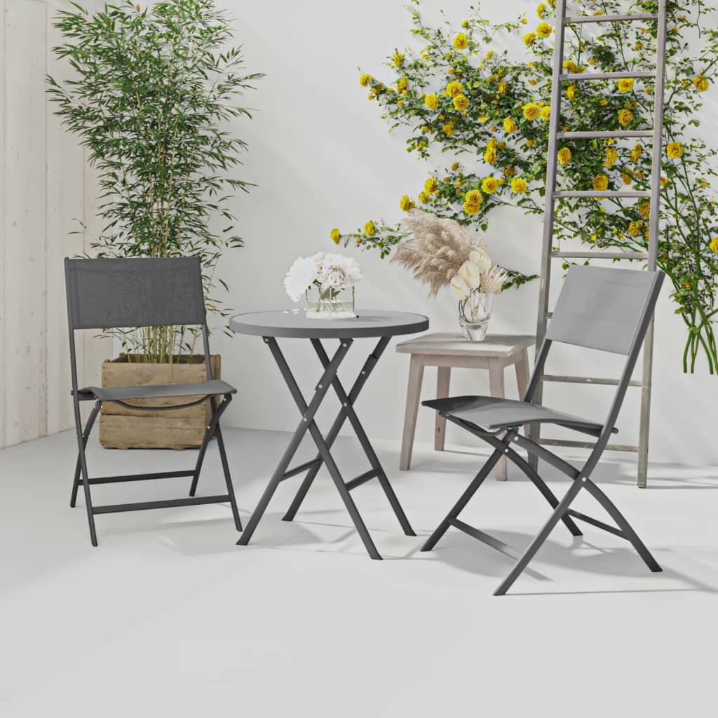 Berkfield 3 Piece Folding Bistro Set Steel Grey