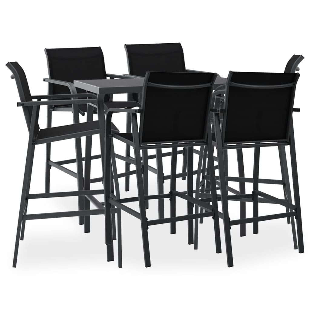 Berkfield 7 Piece Garden Bar Set Black
