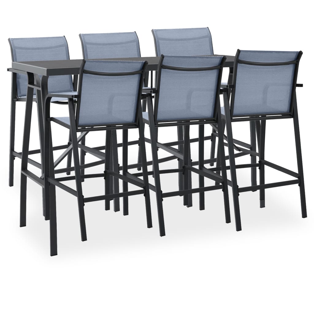 Berkfield 7 Piece Garden Bar Set Black and Grey