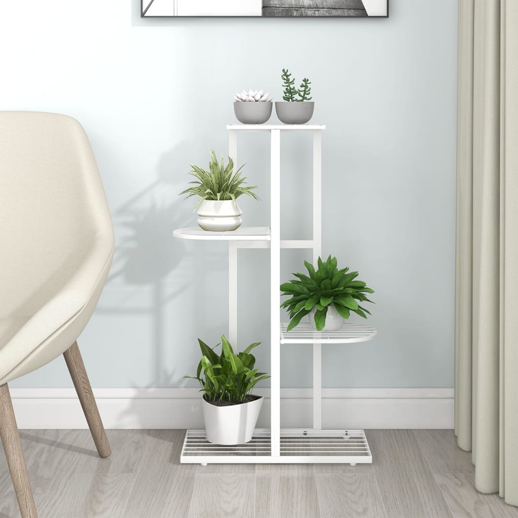 Berkfield 4-Floor Flower Stand 43x22x76 cm White Metal