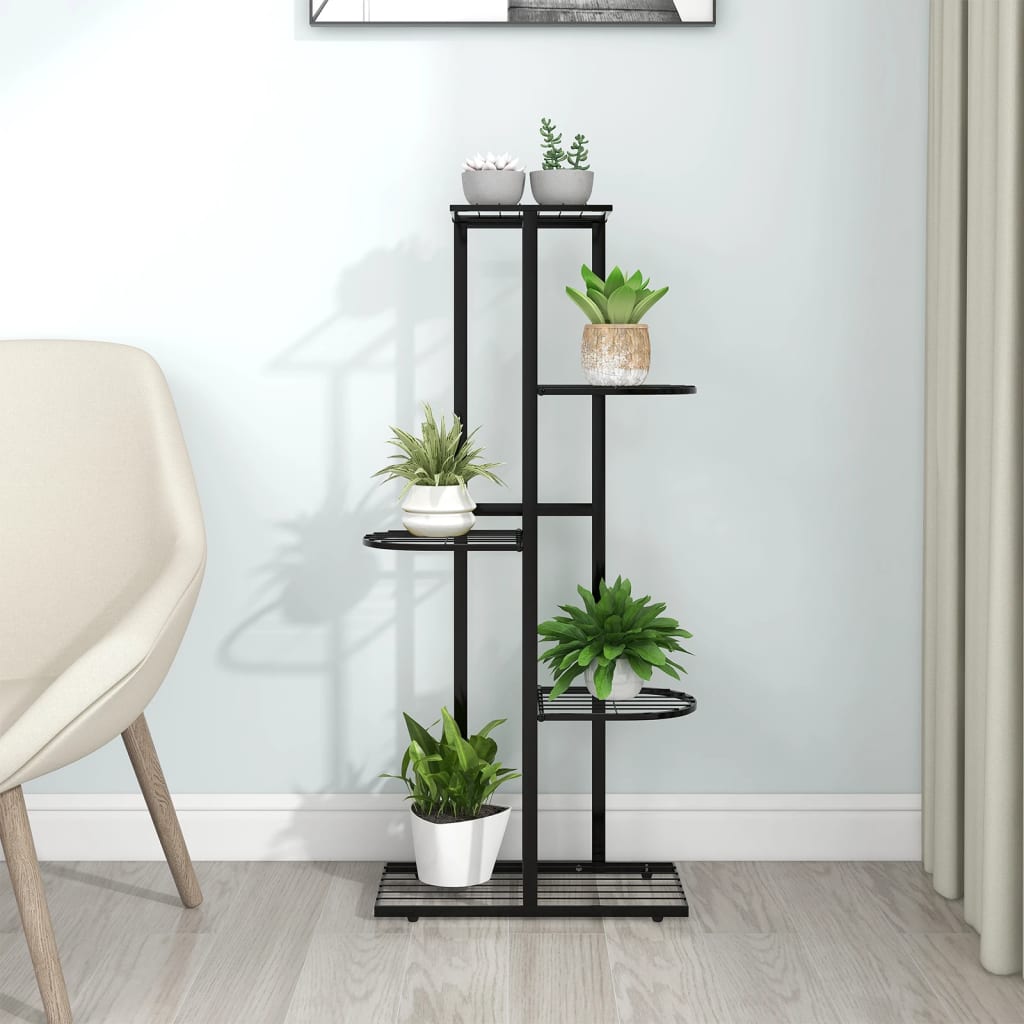 Berkfield 5-Floor Flower Stand 43x22x98 cm Black Metal