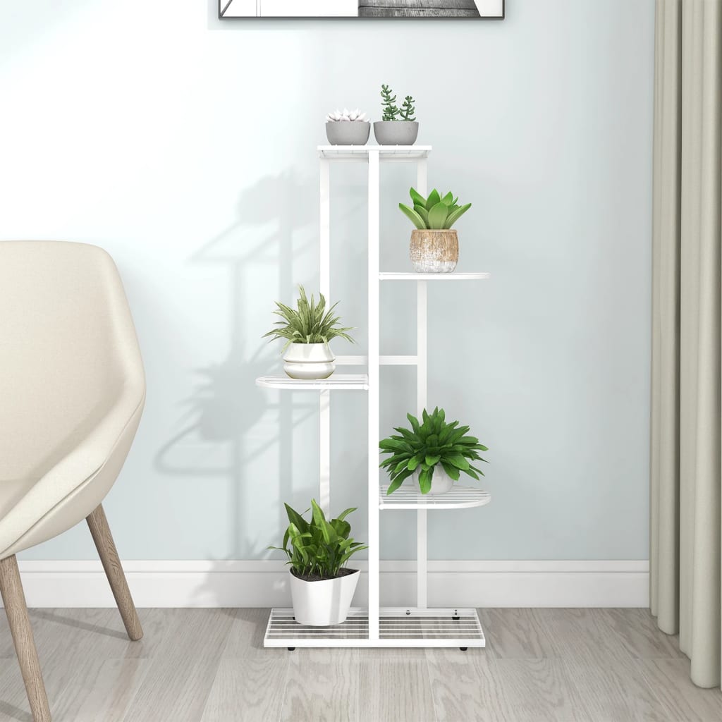 Berkfield 5-Floor Flower Stand 43x22x98 cm White Metal