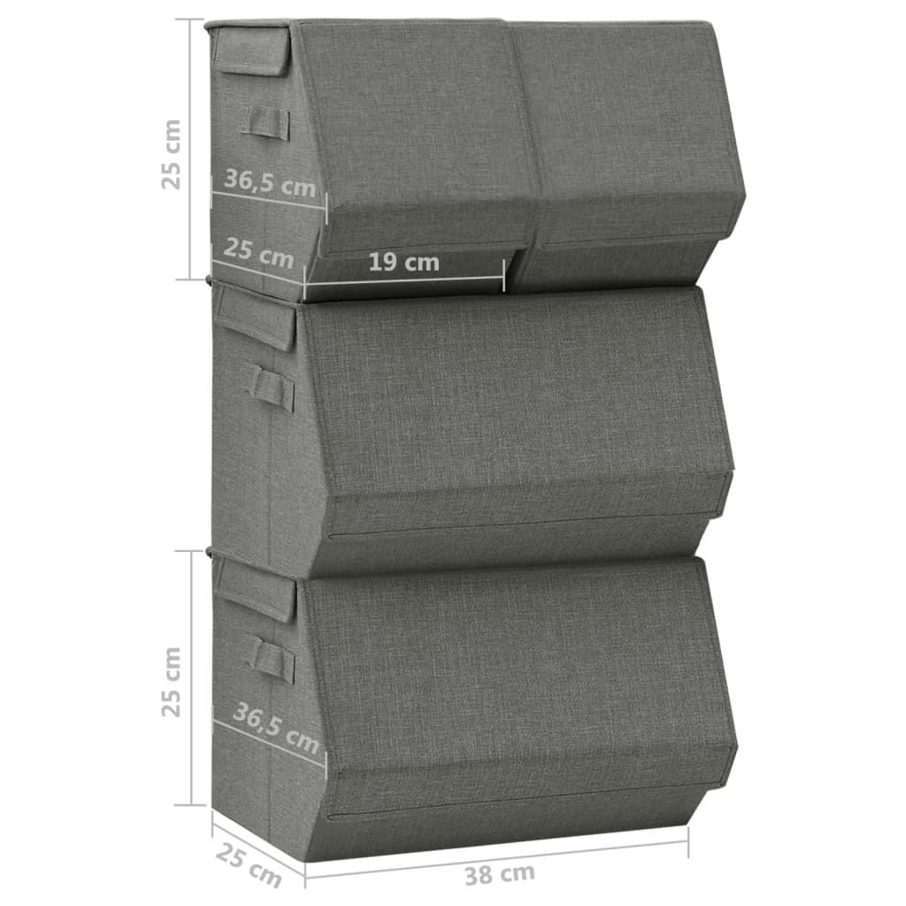 Berkfield Stackable Storage Box Set of 4 Pieces Fabric Anthracite
