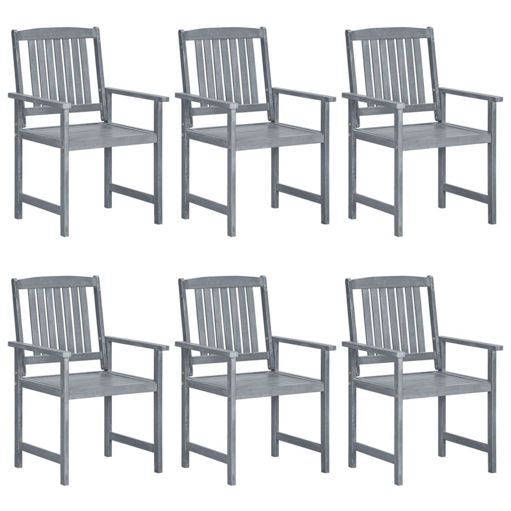 Berkfield Garden Chairs 6 pcs Solid Acacia Wood Grey