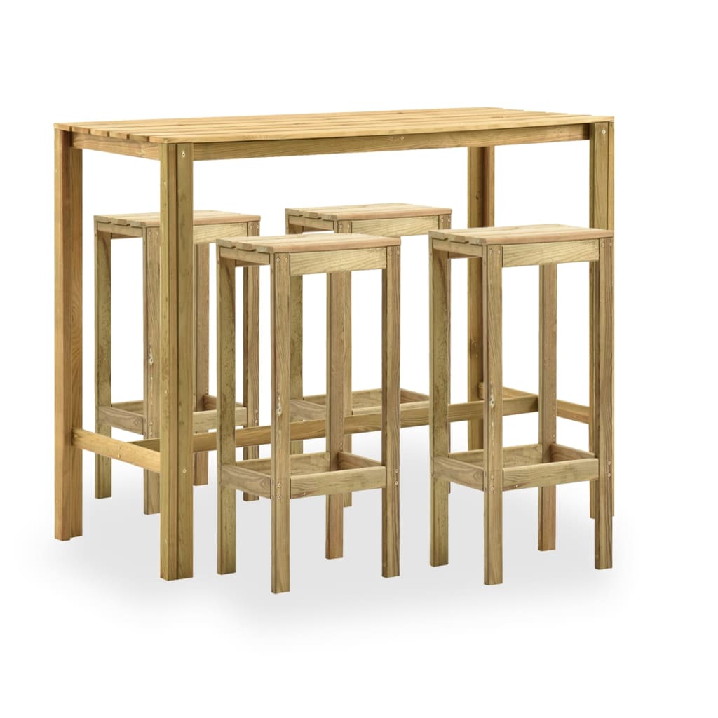 Berkfield 5 Piece Garden Bar Set Green Impregnated Pinewood