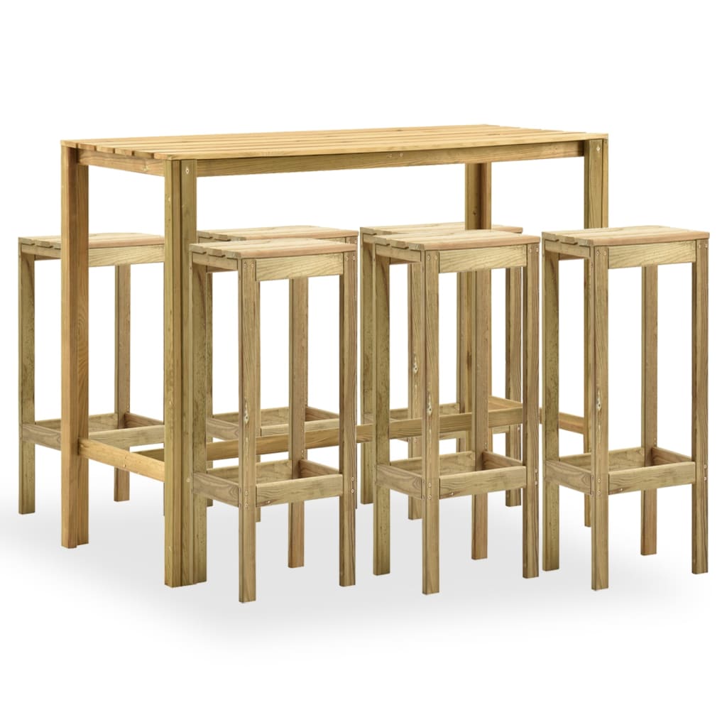 Berkfield 7 Piece Garden Bar Set Green Impregnated Pinewood