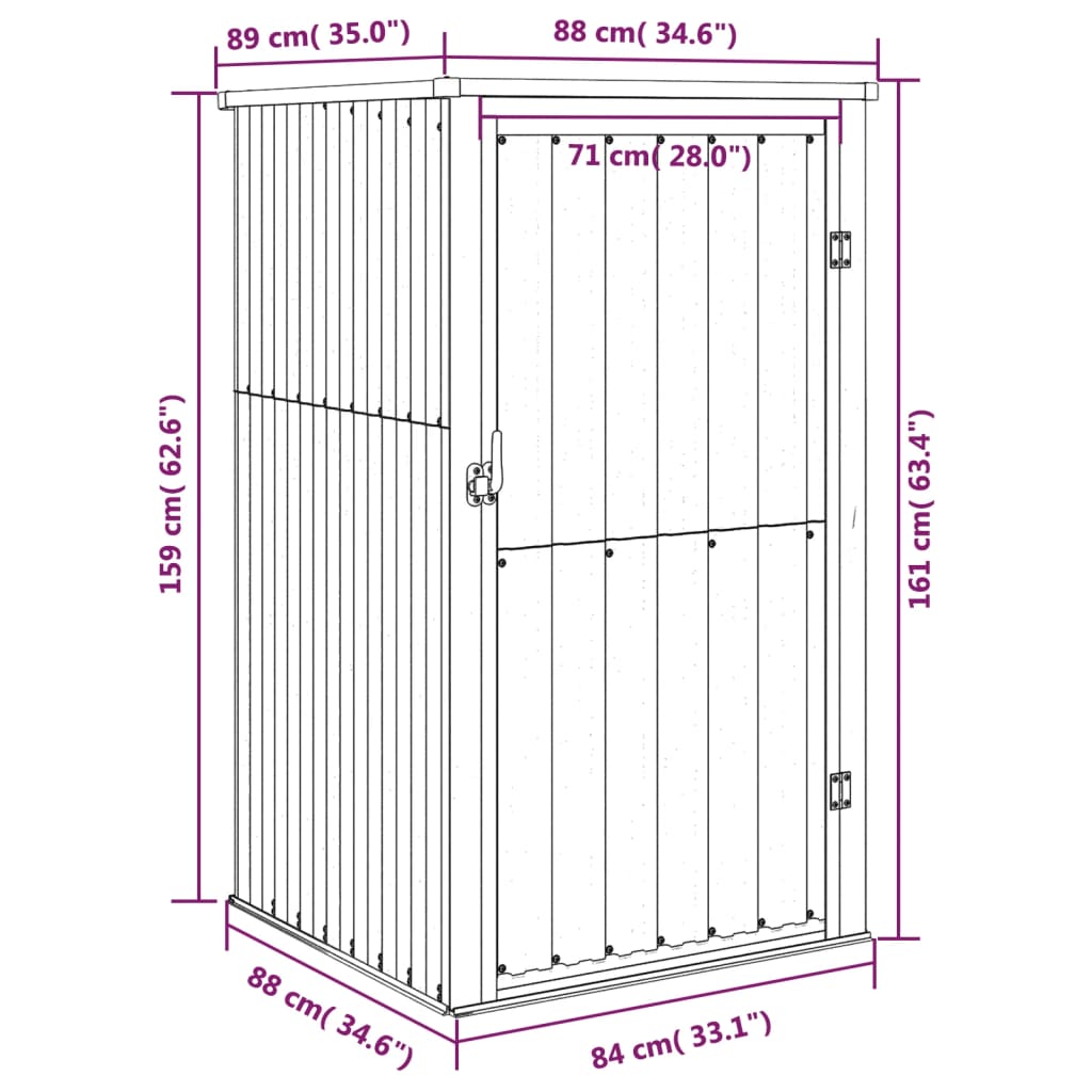 Berkfield Garden Tool Shed Brown 88x89x161 cm Galvanised Steel