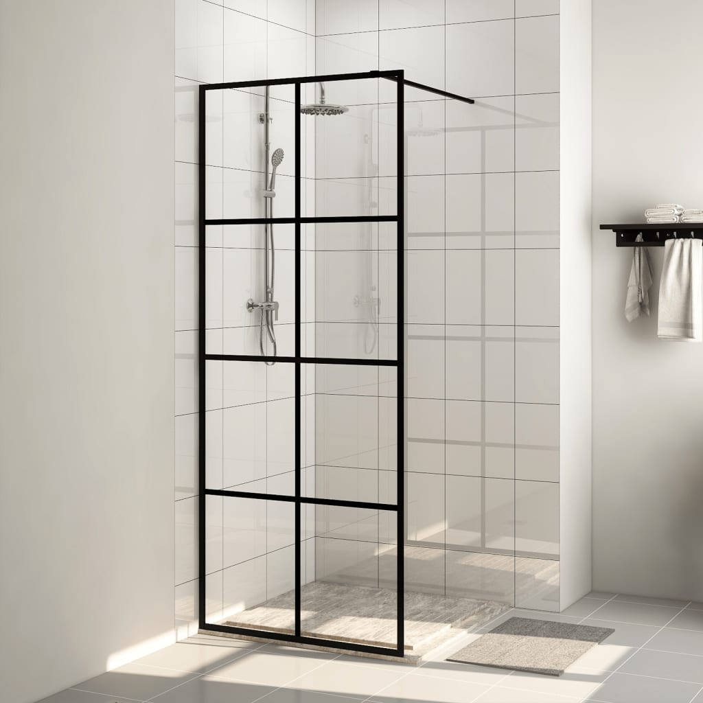 Berkfield Walk-in Shower Wall with Clear ESG Glass 80x195 cm Black
