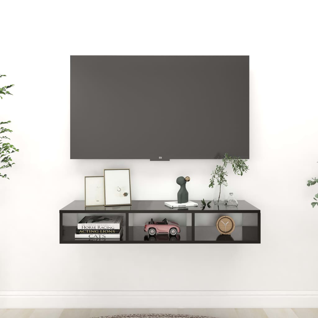 Berkfield Wall Shelf Black 102x30x17 cm Engineered Wood