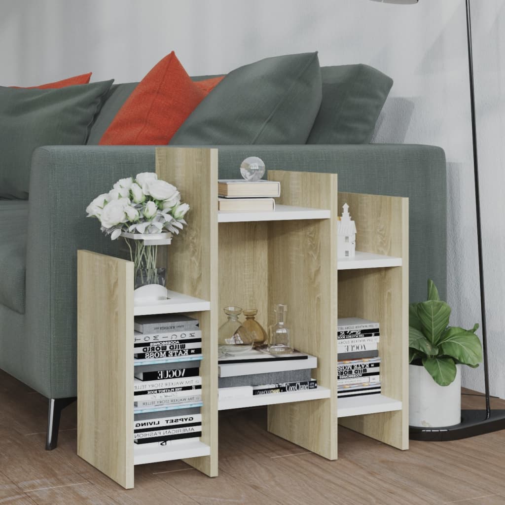 Berkfield Side Cabinet Sonoma Oak and White 60x26x60 cm Engineered Wood