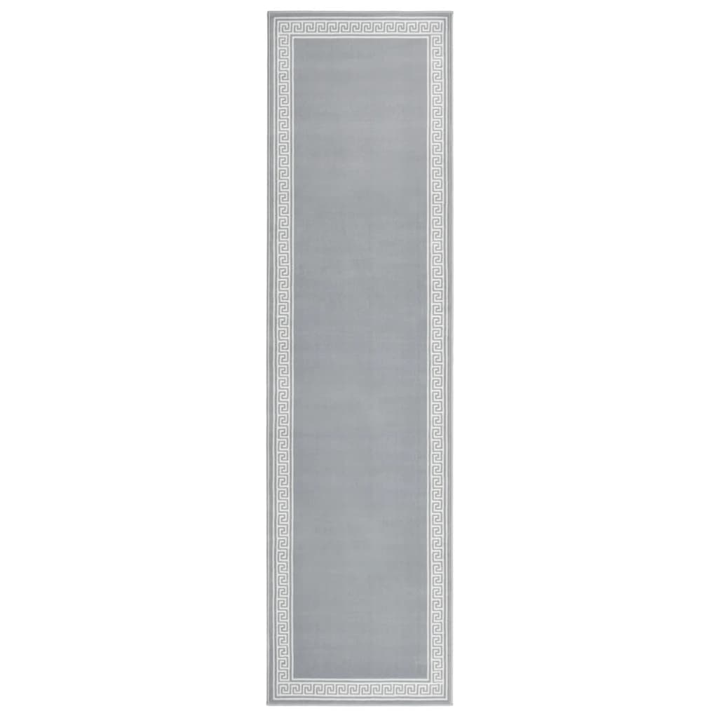 Berkfield Runner Rug BCF Grey with Motif 100x400 cm