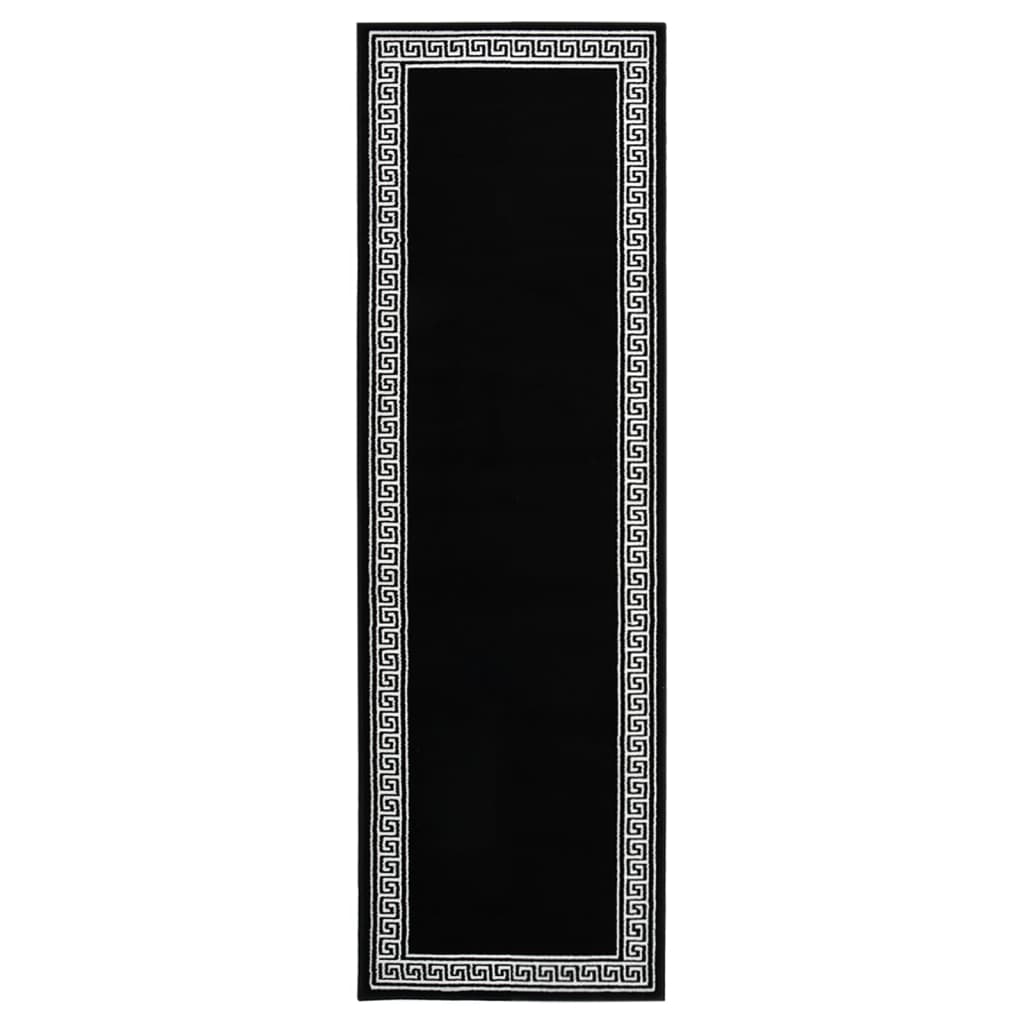 Berkfield Runner Rug BCF Black with Motif 60x150 cm