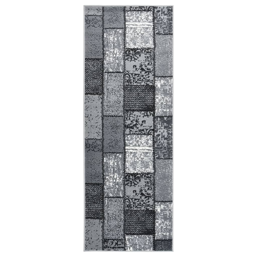 Berkfield Runner Rug BCF Grey with Block Pattern 100x250 cm