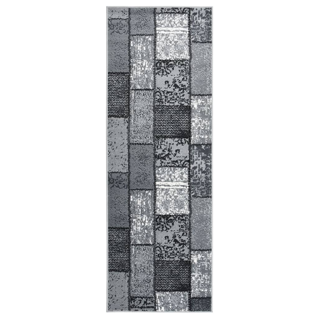 Berkfield Runner Rug BCF Grey with Block Pattern 100x300 cm