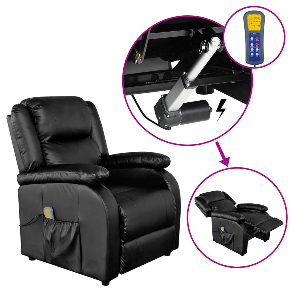 Berkfield Wing Back Electric Massage Chair Black Faux Leather