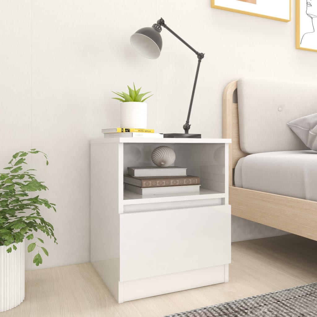 Berkfield Bed Cabinet High Gloss White 40x40x50 cm Engineered Wood