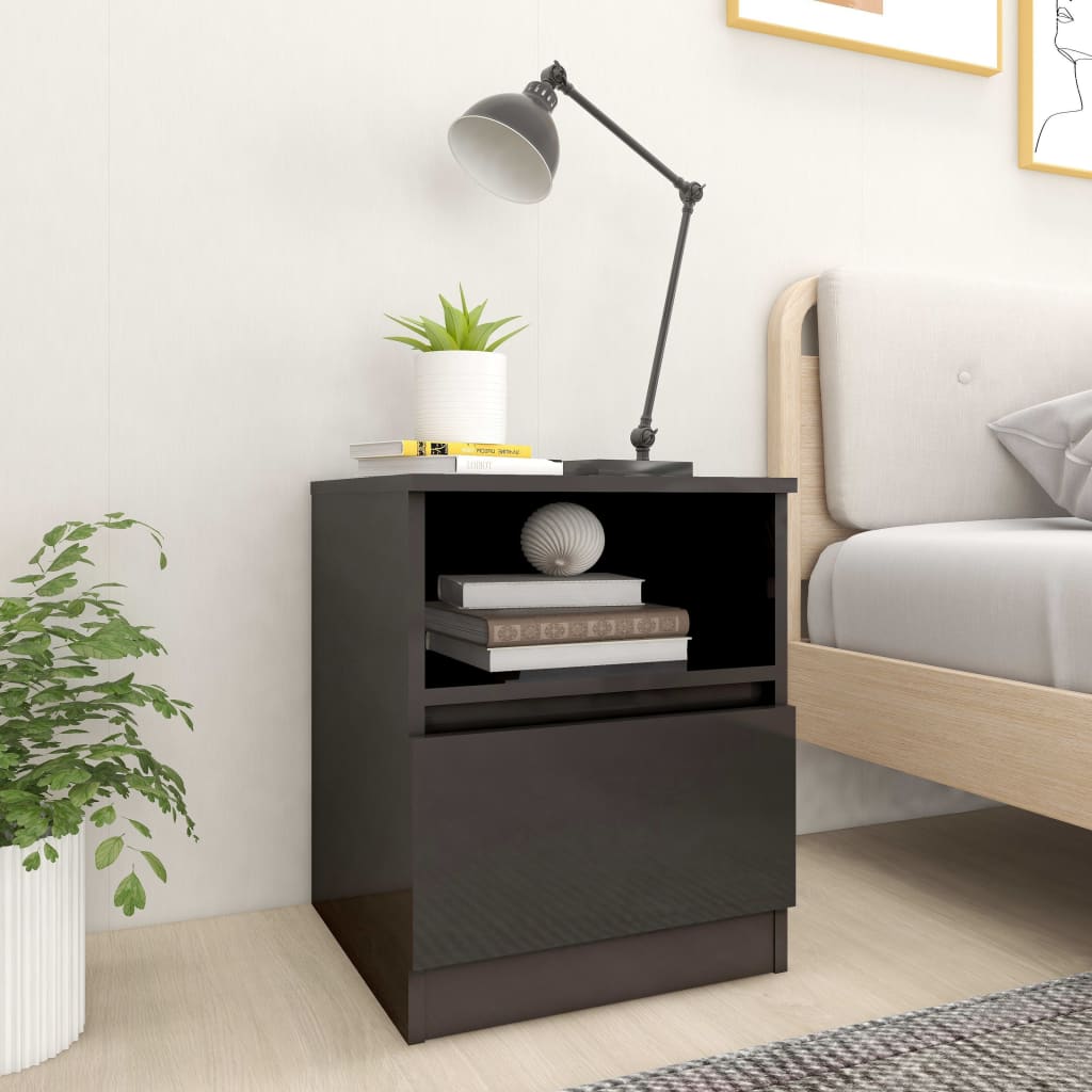Berkfield Bed Cabinets 2 pcs High Gloss Grey 40x40x50 cm Engineered Wood