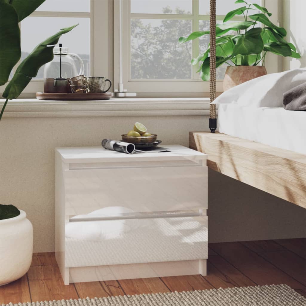 Berkfield Bed Cabinets 2 pcs High Gloss White 50x39x43.5 cm Engineered Wood