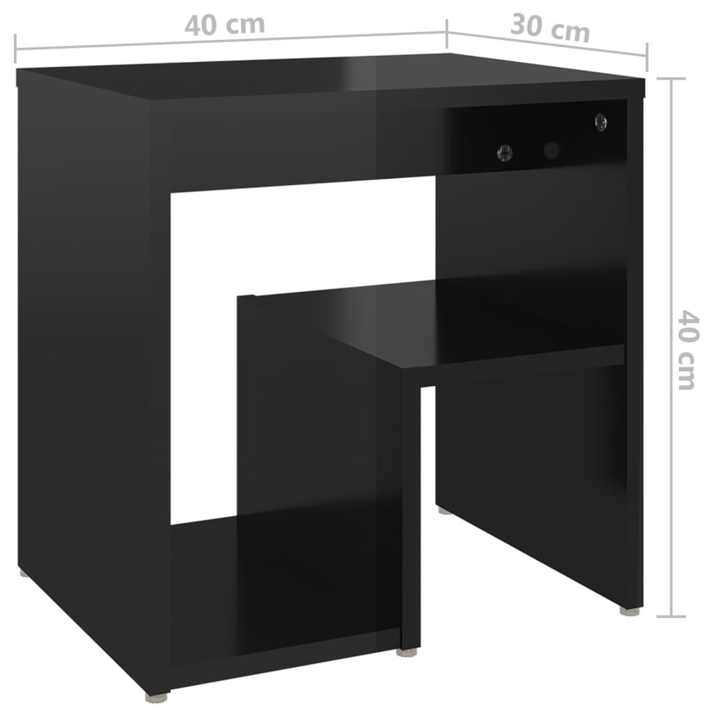 Berkfield Bed Cabinets 2 pcs High Gloss Black 40x30x40 cm Engineered Wood