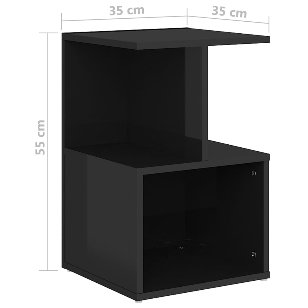 Berkfield Bedside Cabinet High Gloss Black 35x35x55 cm Engineered Wood