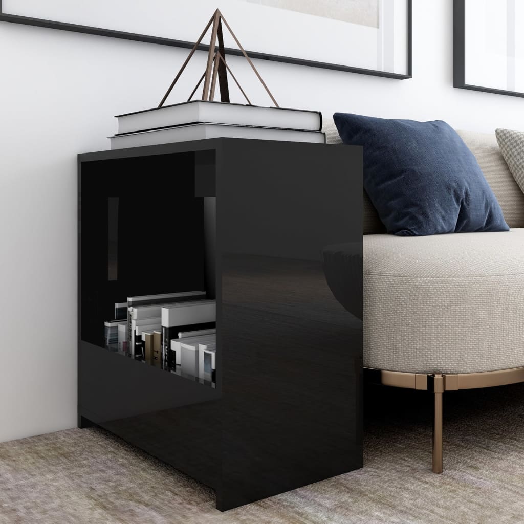 Berkfield Side Table High Gloss Black 50x26x50 cm Engineered Wood