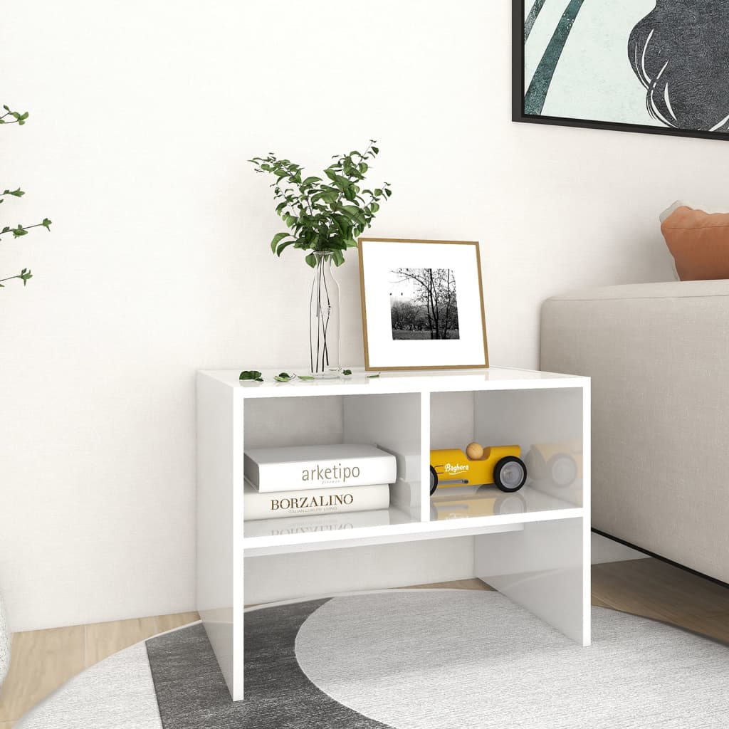 Berkfield Side Table High Gloss White 60x40x45 cm Engineered Wood