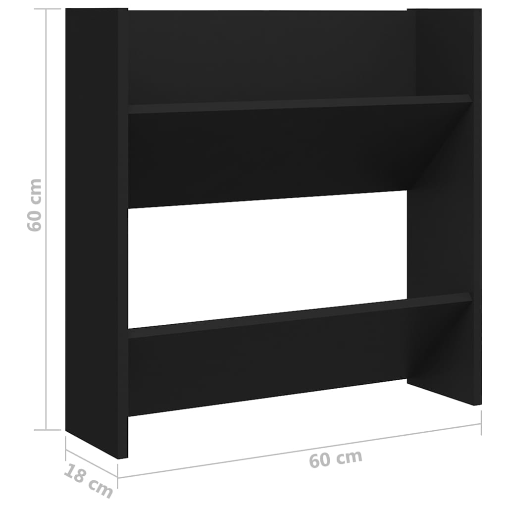Berkfield Wall Shoe Cabinet Black 60x18x60 cm Engineered Wood