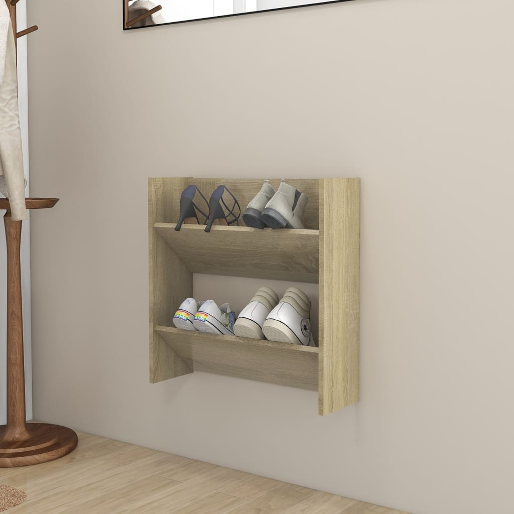 Berkfield Wall Shoe Cabinet Sonoma Oak 60x18x60 cm Engineered Wood