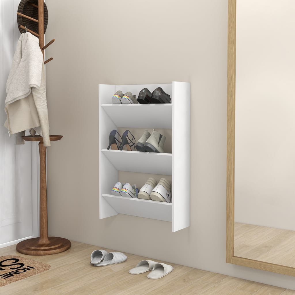 Berkfield Wall Shoe Cabinet White 60x18x90 cm Engineered Wood