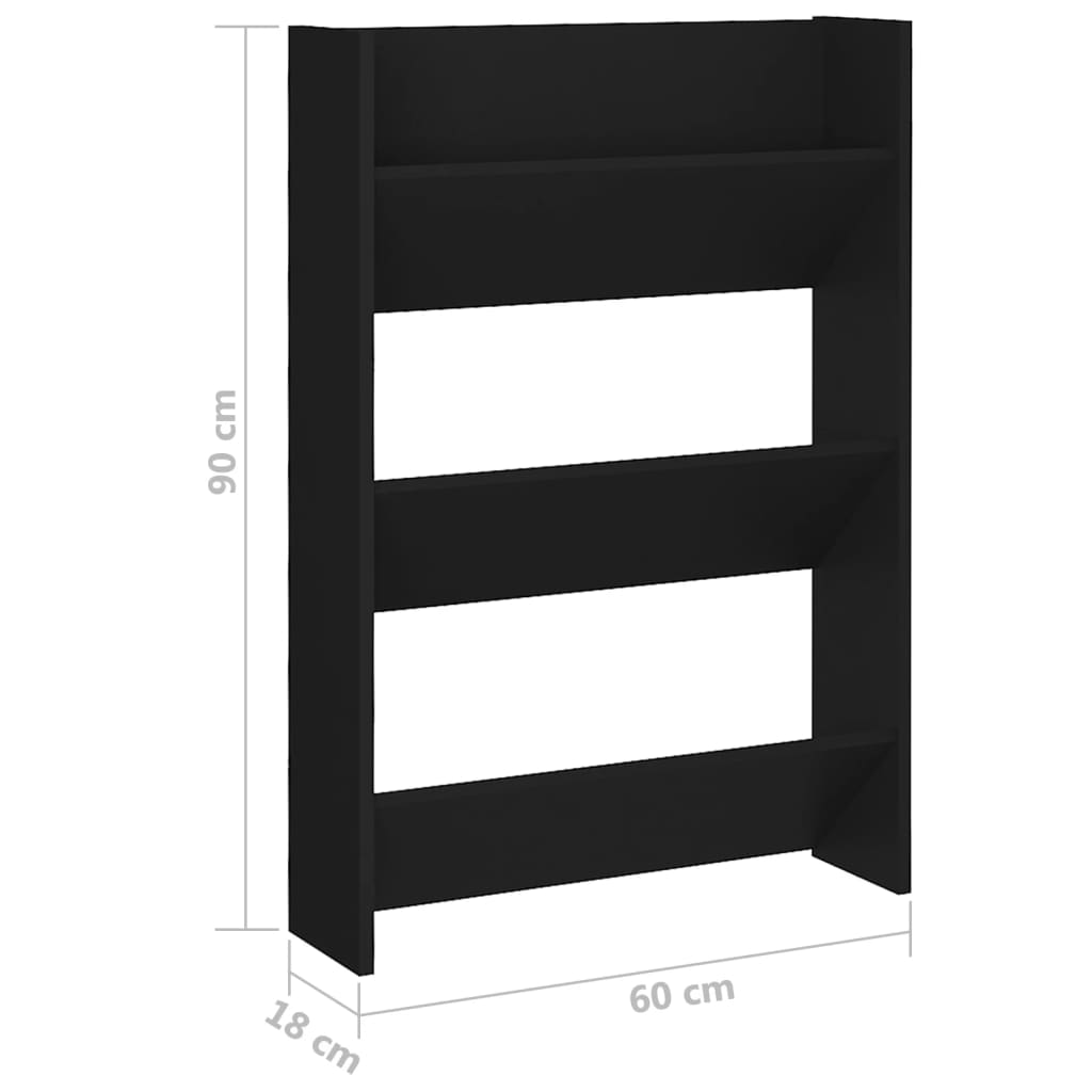 Berkfield Wall Shoe Cabinets 2 pcs Black 60x18x90 cm Engineered Wood