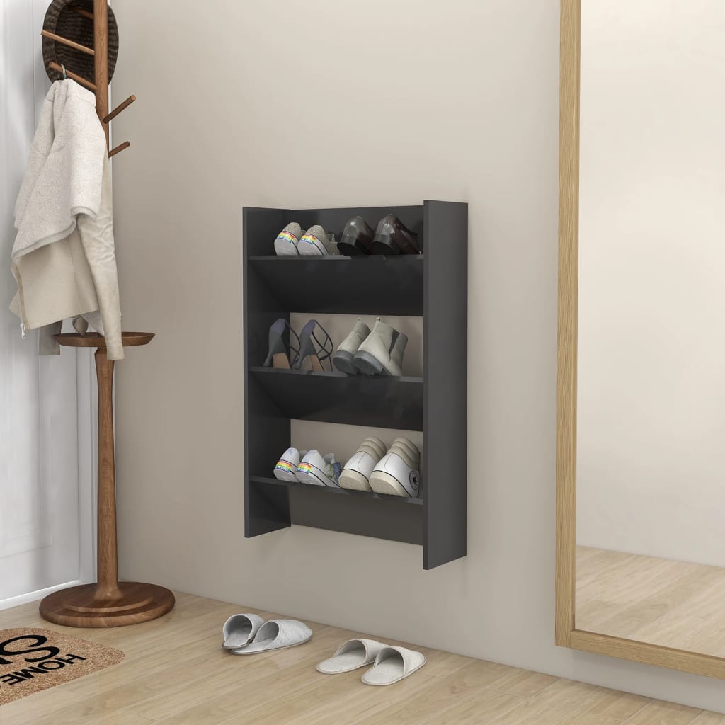 Berkfield Wall Shoe Cabinet Grey 60x18x90 cm Engineered Wood