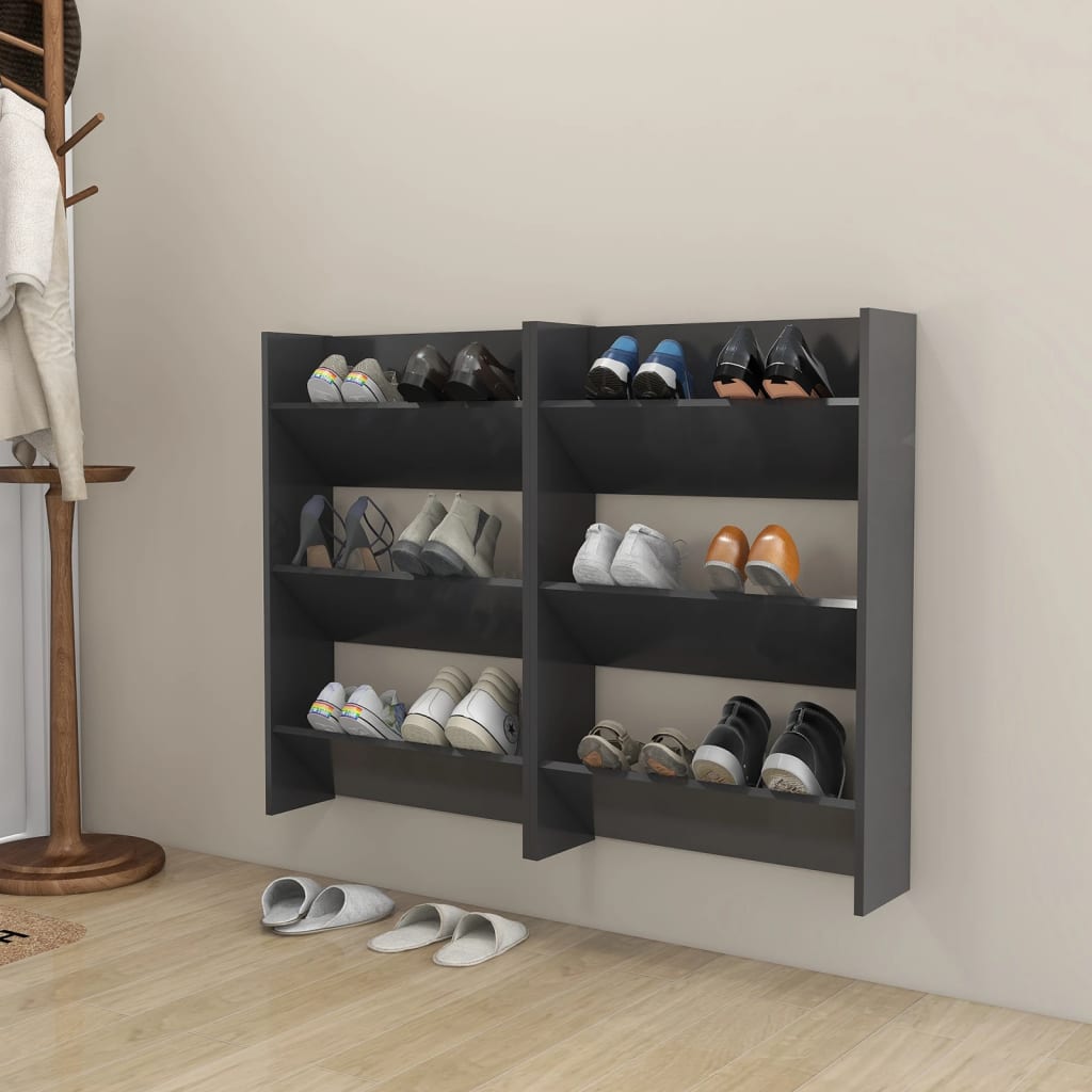 Berkfield Wall Shoe Cabinets 2 pcs Grey 60x18x90 cm Engineered Wood