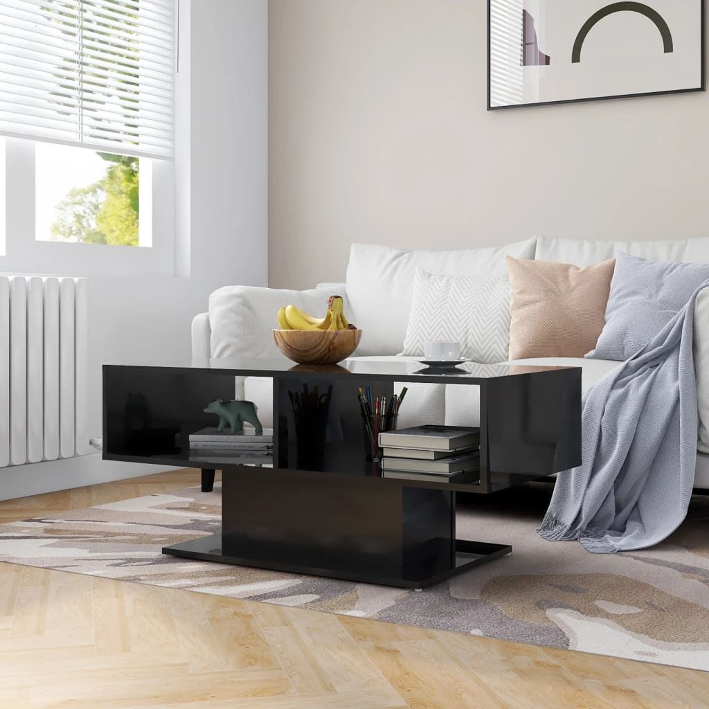 Berkfield Coffee Table High Gloss Black 103.5x50x44.5 cm Engineered Wood