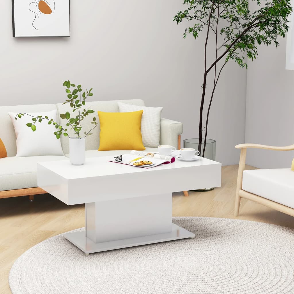 Berkfield Coffee Table High Gloss White 96x50x45 cm Engineered